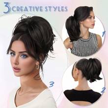 Messy Bun Hair Piece, Claw Clip In Straight Hair Bun 8 Inch Short Ponytail Extension With Bendable Metal Wire Hair Pieces For Women Fake Hair Bun DIY Styles
