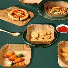 SOKANY 50/100 piezas, Papel para freidora de aire, Forro desechable para freidora de aire, a prueba de aceite, antiadherente, fácil de limpiar, accesorios para freidora de aire, accesorios de cocina. Un forro de papel cuadrado adecuado para hornear, hornear y cocinar en microondas, utilizado para hoteles y fines comerciales.