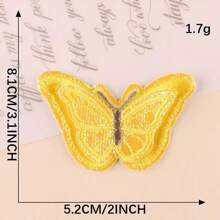 1pc Layer 3D Butterfly Embroidery Patches, Embroidered Iron-On Patches, Red Peach Yellow Light Purple, For Clothing, Jacket, Hat, Jeans, Backpack, Stage Costume