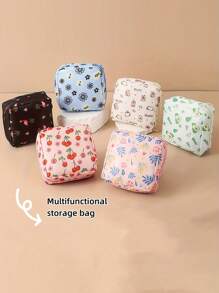 Sanitary Napkin Storage Bag, Portable Cosmetic Lipstick Bag, Cosmetic Lipstick Bag, Large Capacity Waterproof Cartoon Design, Coin Purse, Girl Cash Bag, Waterproof Cloth For Storage Of Sanitary Napkins And Pads