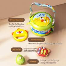 Baby Hand Clap Drum Small Trumpet Chewable Percussion Musical Instrument, Collapsible Striking Drum Early Education Music Toy