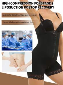 1PC Popular Ladies' Non-Roll Edge Base Layer Suitable For All Seasons, Featuring Elastic Snap Buttons, Detachable Suspenders, Lace Trim, Long Bodysuit, Waist-Cinching, Hip-Lifting, And Shaping One-Piece.