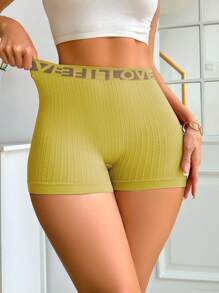 1pc Women's Casual Soft Knit Seamless Panties, Ribbed Hipster Briefs Multiple Colors, Anti-Chafing - Yellow - View 4