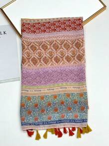 Women's Simple Printed Scarf, Fashion Scarf, New Spring/Summer Sunscreen Beach Shawl, Linen Feel Shawl For Women - Multicolor - View 8