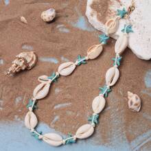 1pc European & American Style Seashell Weaved Maritime Beach-Themed Pendant, Necklace, Bracelet Accessory
