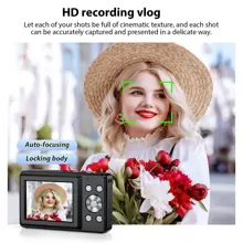 Cámara digital mini de alta definición de 4400MP, grabación Full HD 1080P, tarjeta de memoria de 32GB, batería recargable, cordón, anti-vibración, zoom 16X, grabación de video, webcam, multilingüe, diseño de bolsillo portátil, ¡regalo ideal para adolescentes y fotógrafos! - Cámara + tarjeta de memoria 32G - Ver 7