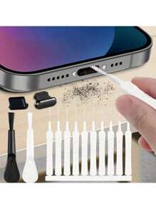 12 Peças Kit de Limpeza para Porta de Carregamento de Celular, Teclado de Computador e Chuveiro, Desobstruidor de Encanamentos, Limpador de Espaços, Mini Escova, Escova de Teclado, Etc., Cozinha, Banheiro, Casa, Fornecedores Domésticos (Várias Especificações)