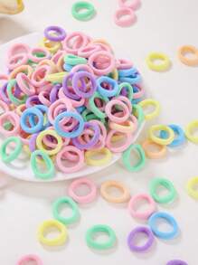 300pcs/Set Girl's Spring Pink & White Simple Hair Ties, Non-Damage Ponytail Holders, Hair Scrunchies For Everyday Use - Multicolor - View 7