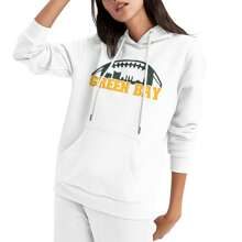 Sudadera con capucha de manga larga para mujer con el logo de Green Bay Football Skyline - Blanco - Ver 3