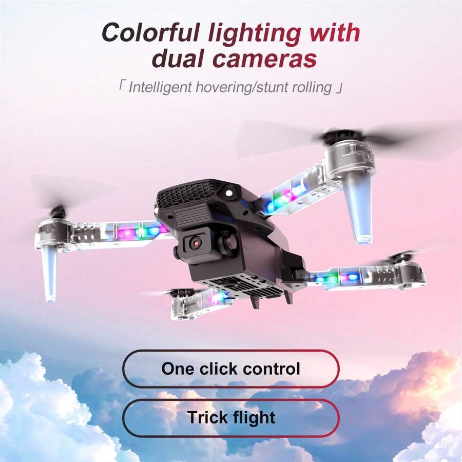 Drone con cámara 1080P, Drone con cámara HD 1080P Drone de control remoto con retención de altitud Modo sin cabeza Ajuste de velocidad de inicio y 4 canales, tamaño pequeño y fácil de transportar (negro) - Negro - Ver 1