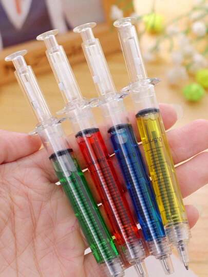 1/4pcs Caneta esferográfica criativa em forma de seringa, material de aprendizagem, presente, papelaria de escritório, caneta de assinatura, material de aprendizagem infantil, papelaria de presente de escritório