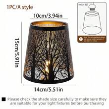 1 pezzo / 2 pezzi Paralume metallico con interno dorato e esterno nero, con motivo a foglie intagliate e a tema forestale, adatto per lampada da tavolo, lampada da terra, lampadario, lampada a candela, lampada da parete, attacco E27 e paralume a molletta