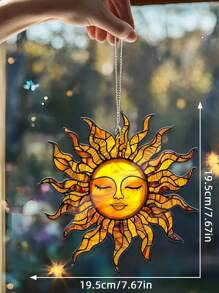 1 Pieza Colgante de ventana de acrílico con diseño de sol - Decoración de pared estilo sol, arte bohemio y espiritual para primavera y verano, regalo perfecto para el Día de la Madre y bodas, ornamento con forma de sol para el hogar, jardín o patio (RETIRE LA PELÍCULA PROTECTORA ANTES DE USAR, HECHO DE ACRÍLICO, NO DE VIDRIO)