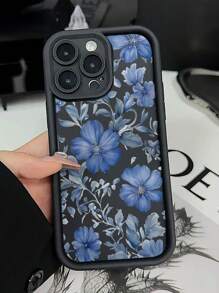 Bloem 1pc Blauw Bloemenpatroon Beschermhoesje Compatibel met iPhone 15, iPhone 14 Pro Max, iPhone 16, iPhone 16 Pro, iPhone 13, iPhone 14, iPhone XR, iPhone 15 Pro Max, iPhone 11, iPhone 12, iPhone 11 Pro, Schokbestendige zachte telefoonhoes met volledige dekking