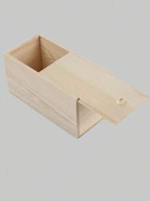 1pc Wooden Storage Box, Flip Cover Paulownia Wood Box, Simple Jewelry Box, Desktop Organizer Box, Tea Caddy, Wooden Box, Wooden Storage Box With Drawer, Gift Box, Suitable For Jewelry, Art Crafts, DIY Hobbies And Home Storage Sun Travel Cool Back To School - Multicolor - View 8