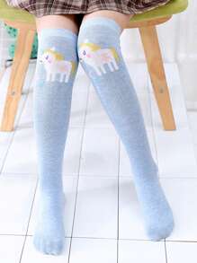 1 Pair Cartoon Children Breathable Knee-High Socks, Suitable For Everyday Wear