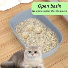 High-Side Cat Sandbox Splashproof Cats Litter Box With Removable Scoop Non-Stick Large Capacity Kitten Toilet Tray Pet Supplies