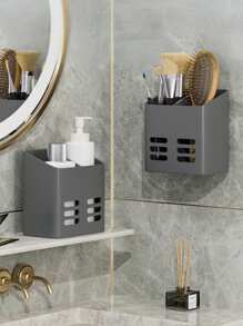 1 件浴室化妆品牙刷牙膏梳子收纳架，无需钻孔壁挂式剃须刀收纳架，卫生间梳妆台