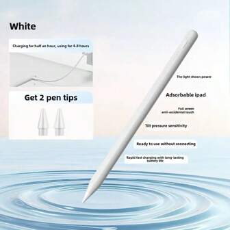 Stylet pour iPad 9e/10e génération avec rejet de la paume, compatible avec iPad 10/9/8/7/6, iPad Air 5/4/3, iPad Pro 11"/12,9" (2018-2022), iPad mini 5/6 (blanc), stylet iPad à charge rapide
