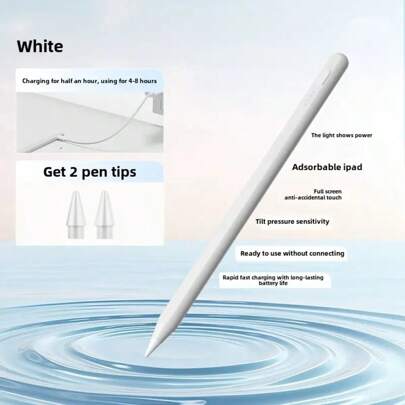 iPad 第 9/10 代触控笔，具有防掌托功能，兼容 iPad 10/9/8/7/6、iPad Air 5/4/3、iPad Pro 11 英寸/12.9 英寸（2018-2022 年）、iPad Mini 5/6（白色）、快速充电 iPad 触控笔