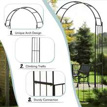 Lifezeal Garden Arch Arbor Trellis With Gate 7.5 Ft Patio Archway Pergola For Wedding Summer Birthday Gifts Beach Back To School School Supplies Room Decor - Black - View 8