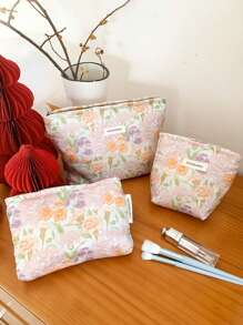 1 件/套 全身花卉印花化妆包 便携式化妆包 女孩化妆包 盥洗包 化妆包 化妆袋 护肤包 收纳袋 旅行必需品 邮轮必需品 宿舍必需品 通勤必需品 婚礼伴娘礼物、妈妈礼物、生日礼物、送给朋友和老师的礼物、家居装饰、浴室卧室装饰、浴室收纳盒、珠宝收纳盒、唇油收纳盒、指甲油收纳盒 化妆品收纳盒 化妆盒 - 彩色 - 查看 5