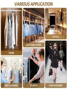 10pcs Garment Dust Covers, Clear Plastic Dry Cleaning Hanging Garment Bags, Reusable Clothes Dust-Proof Covers For Home Use - Transparent - View 6