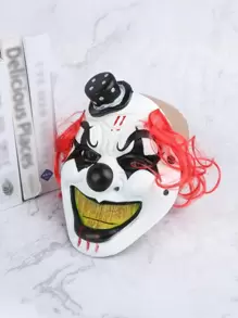 1 Piece Of Clown Mask With Top Hat, PU Material Fits The Face Comfortably, Halloween Mask, Horror Mask, Carnival Party Masquerade Mask, Role-Playing Mask, Film And Television Stage Performance Prop Mask, Prank Prop, Halloween Decoration Mask, Festival Event Accessories, Family Leisure And Entertainment Accessories, Suitable For Men And Women To Wear Masks - Multicolor - View 11