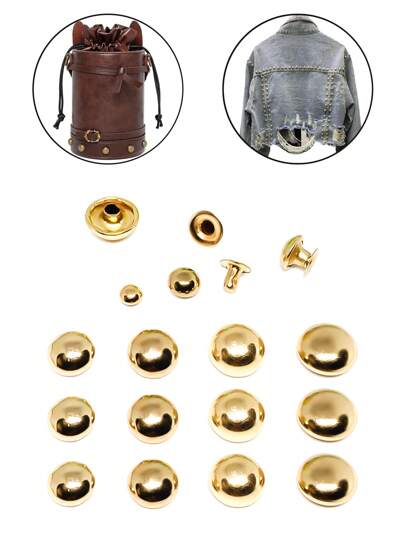 50 Sets Round Dome Leather Rivets Studs For Clothing Purse Feet For Handbags Studs And Spikes For Shoes Bags Belts Dog Collars Leather Craft (6/8/10/12mm)