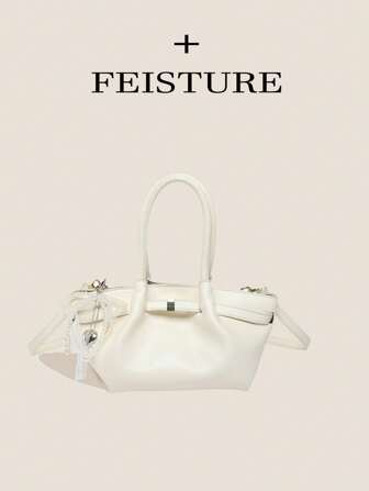 1 件小容量女士饺子形 PU 手提包，带磁扣，关注店铺可获赠蝴蝶结吊坠，适合女孩、女士、大学生、办公室女士，非常适合工作、商务、通勤、上学