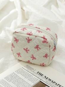 1 Pieza Bolsa de maquillaje acolchada con diseño de cereza, de gran capacidad, con cremallera, práctica y de moda, esencial para viajes y vacaciones, para almacenar artículos de higiene femenina, auriculares, cargadores, cosméticos, perfumes, productos de cuidado de la piel, y talla grande. Regalo ideal para mamá, mujeres, enfermeras, estudiantes, chicas escolares, y para decoración del hogar.