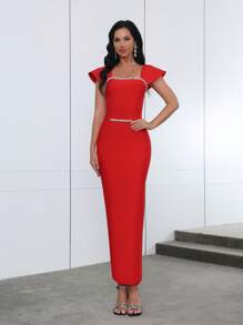 Love Aing Abito da sera elegante con impreziosito con strass realizzato a mano, abito da cerimonia di lusso da celebrity adatto per feste formali per signora