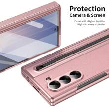 VIETAO Funda de teléfono compatible con Galaxy Z Fold6 con protección de bisagra para S Pen integrado, protector de pantalla, funda ultra delgada a prueba de golpes compatible con Samsung Z Fold 7 6 5 4, resistente al agua, a caídas y a arañazos - Rosa - Ver 8