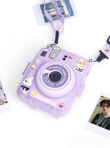 Mini 12 Instant Photo Bag With Glitter Crystal Shell Kit - Protective Case, Creative Stickers, Neck Strap 3 In 1 Set, Anti-Fall Anti-Scratch