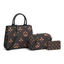 RAGSTO  Women's Fashion Elegant Wallet, Handbag And Crossbody Bag 3-Piece Set, Top Handle Shoulder Bag, Vintage Large Capacity Tote Bag, Handbag And Casual Travel Bag, Daily Commuting, Shopping, Gifts For Women - 棕色 - 查看 3