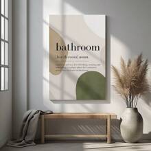 1pc Framed Canvas Poster Olive Green Bathroom Wall Art Canvas Paintings Ideal Gift For Bedroom Living Room Corridor Wall Art Wall Decor Room Decoration Ready To Hang - 綠色 - 查看 5