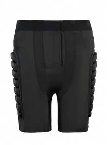 1 pieza Pantalones cortos acolchados de esquí negros, pantalones protectores para snowboard para deportes al aire libre, patinaje profesional sobre ruedas, patinaje sobre hielo, equipo anti-caídas