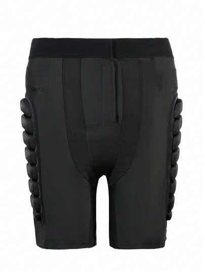 1pc Black Ski Padded Shorts, Protective Snowboard Pants For Outdoor Sports, Professional Roller Skating, Ice Skating, Anti-Fall Gear