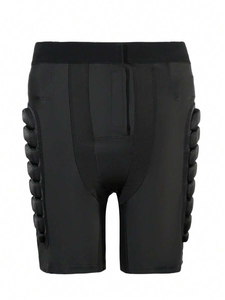 1 pieza Pantalones cortos acolchados de esquí negros, pantalones protectores para snowboard para deportes al aire libre, patinaje profesional sobre ruedas, patinaje sobre hielo, equipo anti-caídas