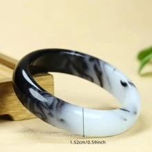 1 件天然玉石黑白花手链、石英宝石手链、多尺寸款式选择、优质宝石手链、男女时尚手链、手工手链 - 治愈好运、各种节日派对礼物、水晶礼物（随机礼盒）