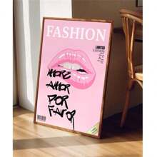 1 件墙面艺术复活节装饰，粉色时尚海报嘴唇杂志封面学院风少女 70 年代印花可爱公寓装饰奢华墙面艺术美学装饰宿舍房间，现代家居装饰，适用于客厅卧室，帆布画（无框架） - 彩色 - 查看 3