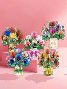 1pc 13-Inch Paper Flower Bouquet Greeting Card With Blank Note Card And Envelope, Ideal Gift For Celebrating Love, Birthday, Anniversary, Special Occasions, Valentine's Day,Back To School,School Supplies