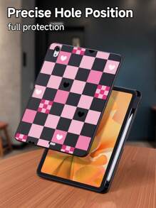 粉色格子保护套适用于 iPad 第 10 代、iPad Air 4/5 10.9 英寸，兼容三星 Tab A7 Lite 8.7 英寸、S6 Lite 10.4 英寸，四角防摔，单手握持
