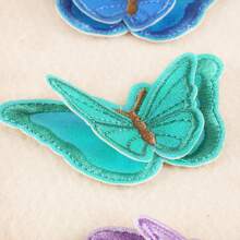 1pc Layer 3D Butterfly Embroidery Patches, Embroidered Iron-On Patches, Red Peach Yellow Light Purple, For Clothing, Jacket, Hat, Jeans, Backpack, Stage Costume