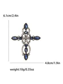 Fashionable Rhinestone Cross Brooch For Women Dress Suit Pin Accessories Party Banquet Gift