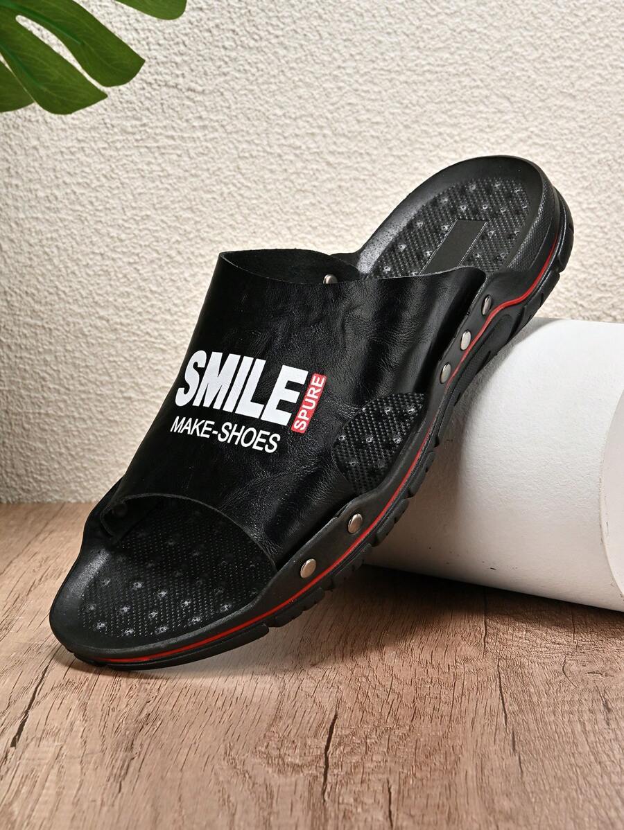 Men's Slippers Summer Outside Leather Sandals Big Size 39-48 Beach Slippers Anti-Slip Casual Slide Men Shoes