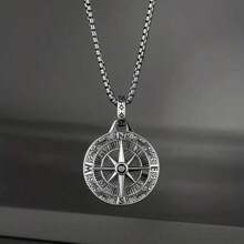 1 pièce Collier pendentif boussole vintage personnalisé pour homme