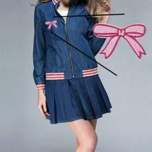 50 件粉色蝴蝶结刺绣布贴、服装和包包装饰贴纸，适用于 T 恤 DIY、春季和夏季 - 9066+9067 - 查看 5