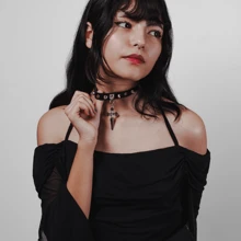 Black Spiked Cross Choker Necklace For Women Alternative Gothic Off - 交叉石墨 - 查看 4
