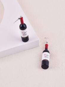1 Pair Classic 3D Red Wine Bottle Design Earrings & Drop Earrings, Jewelry Decoration For Party - Red Wine Bottle - View 9